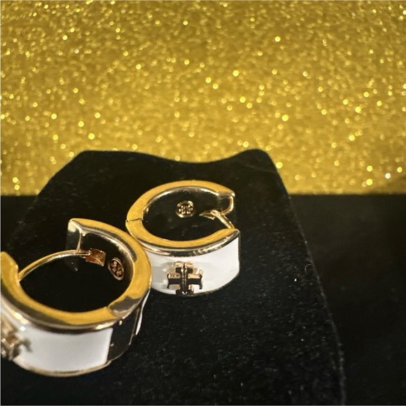 Tory Burch White and Gold Enamel Earrings - Picture 3 of 7